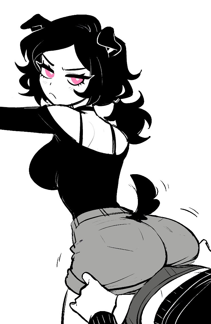 1boy, 1girls, 2d, andrew graves, angry, ashley graves, ass, belovedgore, black hair, blush, brother and sister, choker, clothed, dog ears, dog girl, dog tail, erection, erection under clothes, female, grinding, grinding on penis, grinding through clothes, incest, looking back, male, pink eyes, ponytail, siblings, straight, the coffin of andy and leyley, upset