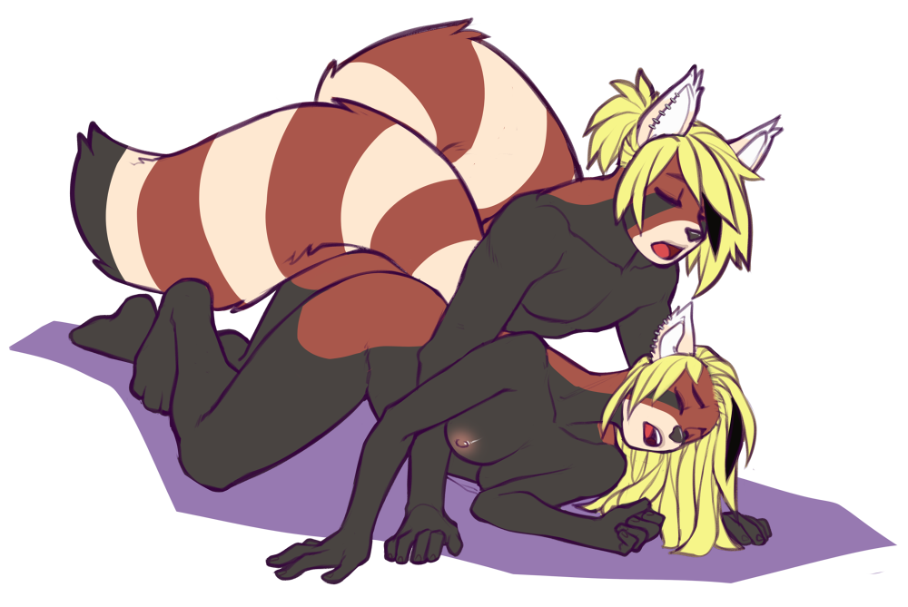 anthro breasts duo faint_(artist) female fur genderswap hair male mammal nipples nude open_mouth red_panda redwhiskey rule_63 selfcest sex square_crossover straight