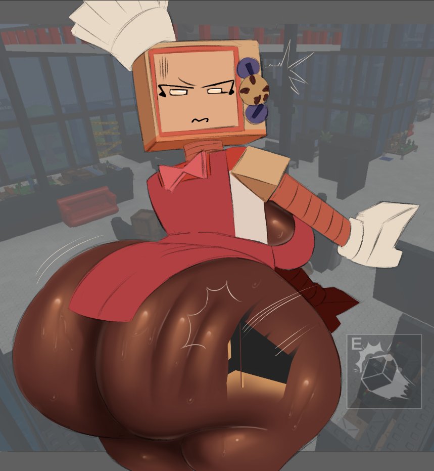 1girls, 2d, ass, ass slap, big ass, civilian (die of death), cookieware (die of death), die of death (roblox), disembodied hand, female focus, punch (die of death), roblox, roblox game, robloxian, robot, robot girl, tagme, tagme (artist)