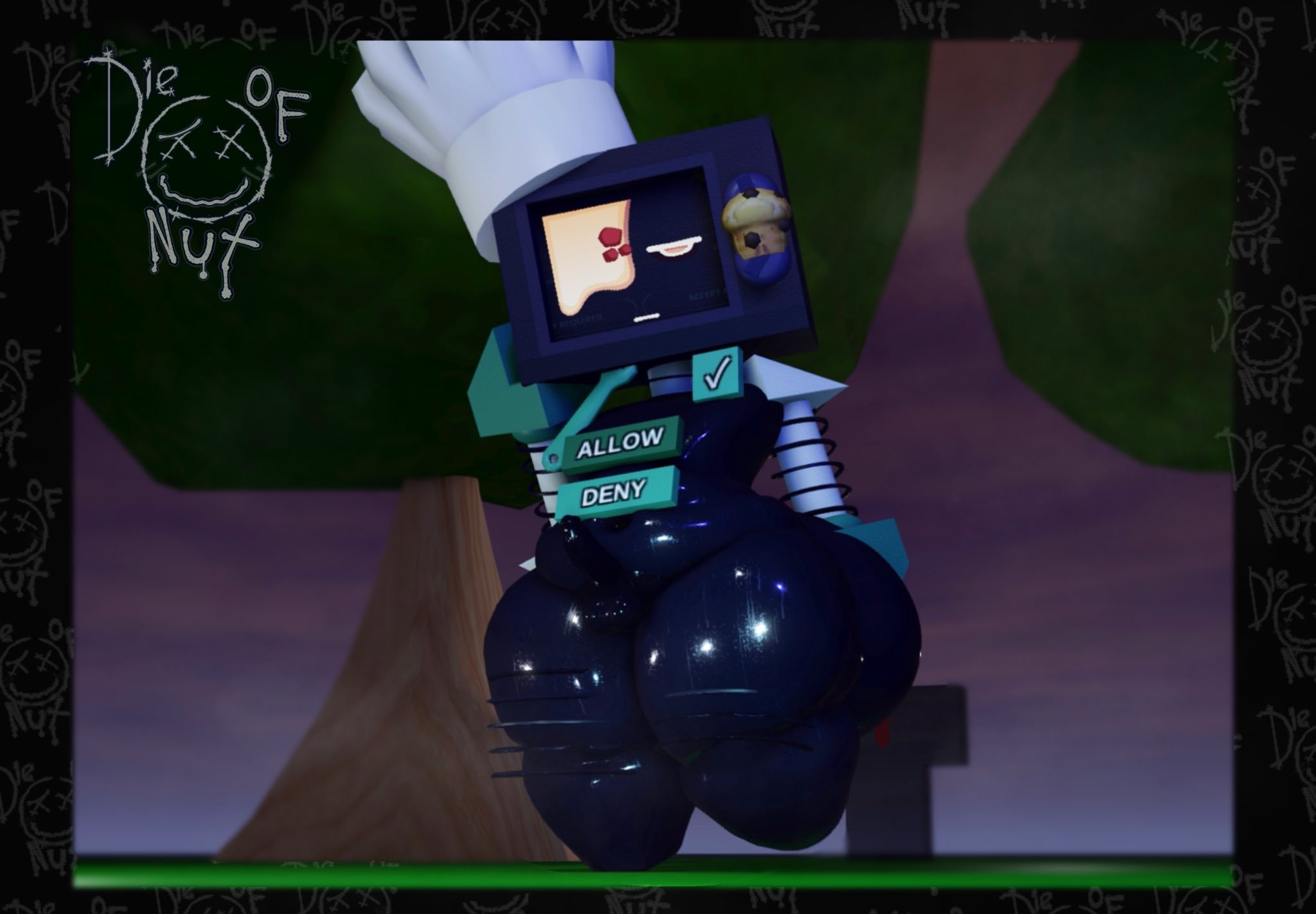 1boy, 3d, ass, balls, die of death (roblox), gay, muffinbot (die of death), penis, roblox, roblox game, robot, small penis, tagme, thick thighs, thighs