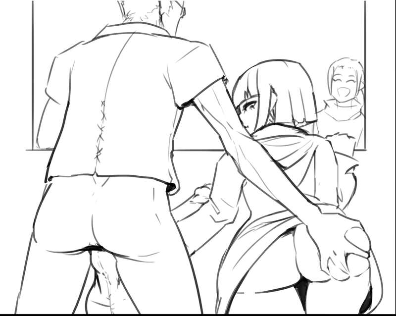 1boy, 1girls, boxman, fern (sousou no frieren), heiter (sousou no frieren), masturbation