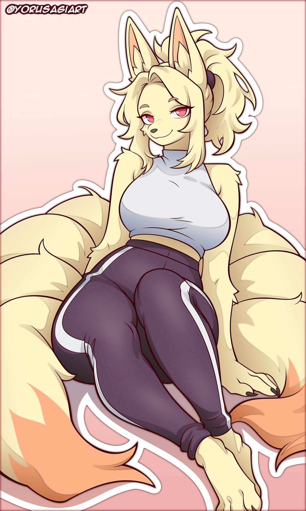 big breasts, breasts, female, furry, gen 1 pokemon, huge breasts, ninetales, pokemon, tagme, thick thighs, wide hips, yorusagi