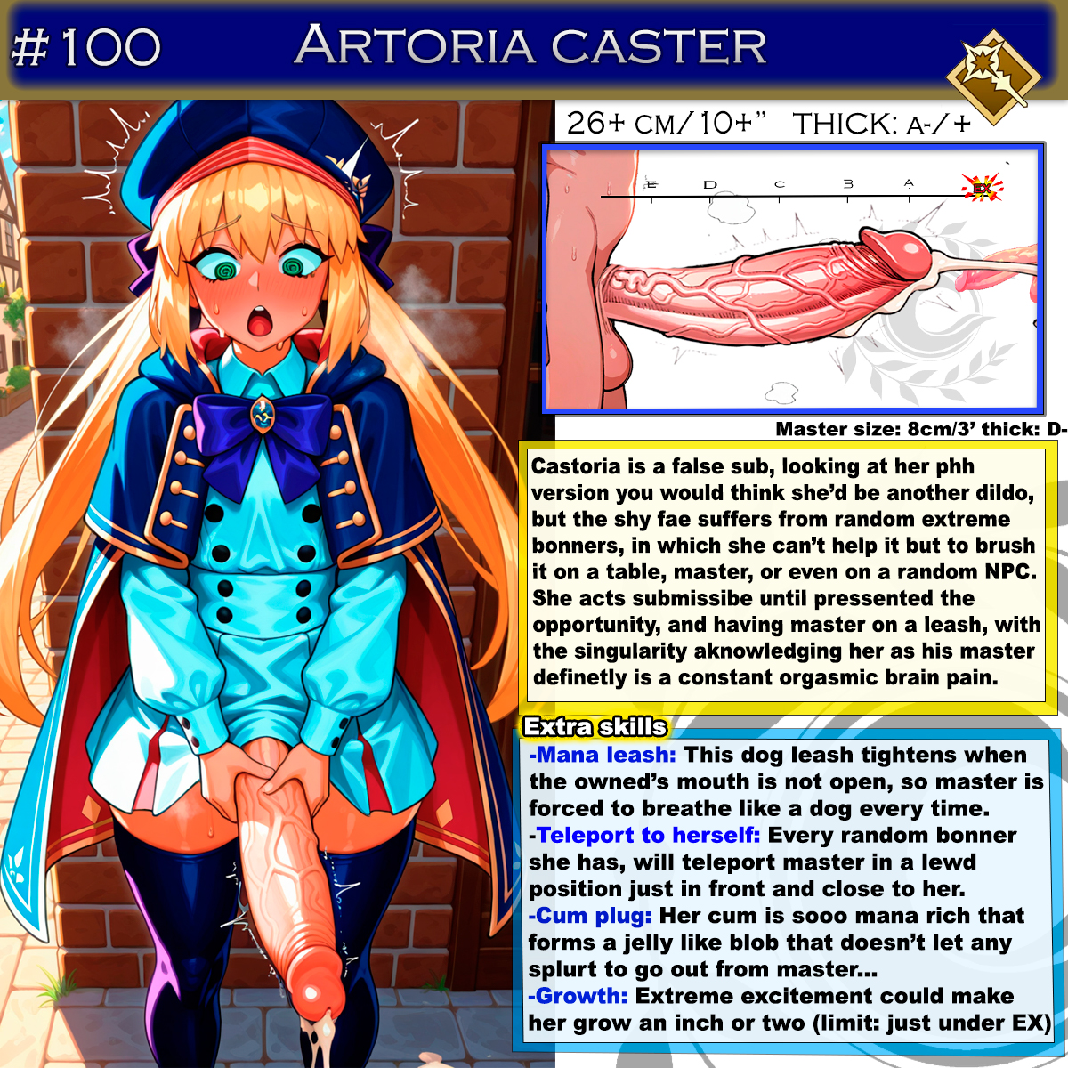 1futa, ai generated, artoria pendragon (caster), blush, boner, character sheet, cum, english, english text, fate (series), fate/grand order, fujimaru ritsuka (male), futa is bigger, futanari, intersex, leaking cum, male, measuring, multiple penises, panicking, penis, penis size difference, sasakiwiwi, shy, size difference, small penis, throbbing penis