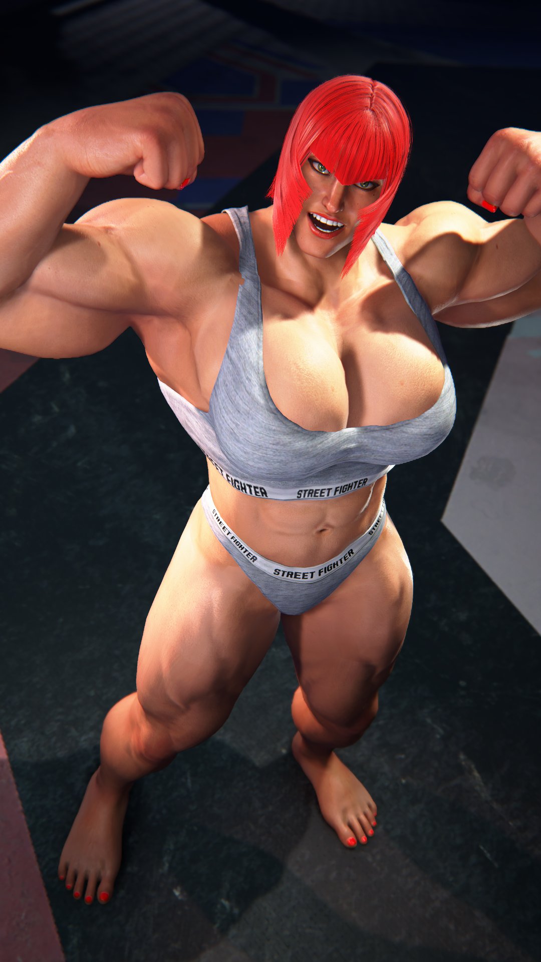 3d, abs, biceps, capcom, female, female focus, female only, italian, italian female, marisa rossetti, muscles, muscular, muscular female, pose, posing, red hair, sf screenshot, street fighter, street fighter 6, tagme