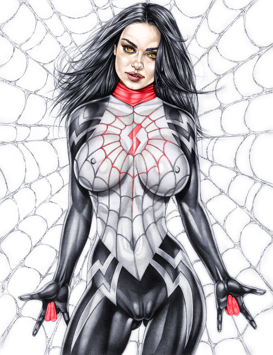 1girls actress armando_huerta black_hair bodysuit breasts brown_eyes cameltoe celebrity cindy_moon covered_breasts covered_nipples erect_nipples eyelashes female female_only hips large_breasts legs long_hair looking_at_viewer marvel marvel_comics mila_kunis nipple_bulge nipples silk silk_(marvel) solo spider-man_(series) tagme thighs