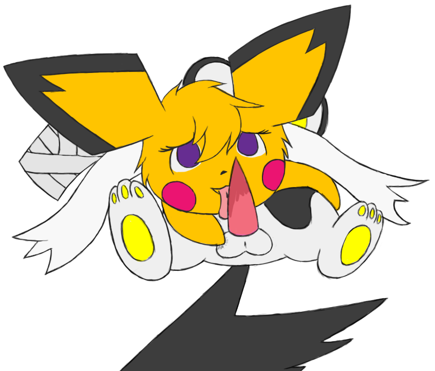 angelchu balls bandage emolga feet fellatio female feral licking lily_the_angelchu looking_at_viewer male mammal nintendo oral penis pichu pokemon presenting rodent sex simple_background straight te-lightning tongue tongue_out video_games wings