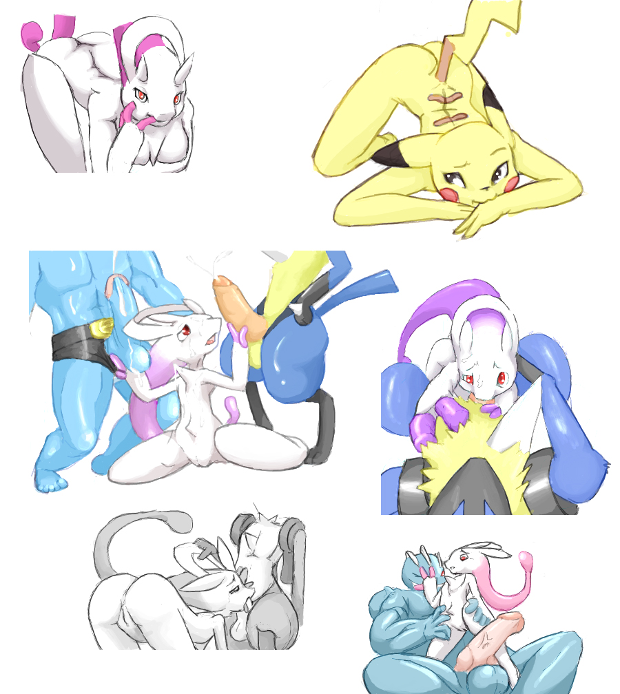 1girls 2014 2boys ambiguous_gender anthro ass ball_fondling big_penis black_fur blue_fur breasts canine cum ejaculation erection fellatio female fondling fur furry grey_skin group group_sex half-closed_eyes interspecies legendary_pokémon lucario lying machamp male male_penetrating male_pov mega_evolution mega_mewtwo_y mewtwo nintendo on_back one_eye_closed oral oral_penetration penetration penis pikachu pokemon pokemon_(species) pokemon_bw pokemon_dppt pokemon_rgby pokemon_xy pov purple_fur pussy red_eyes sex shiroi simple_background smile straight testicles thick_thighs threesome tongue tongue_out video_games white_background wide_hips yellow_fur