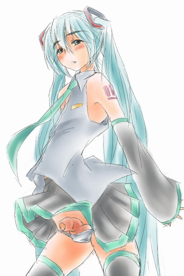 1futa aqua_eyes aqua_hair depo futa_only futanari hatsune_miku intersex solo tied_hair twintails very_long_hair vocaloid