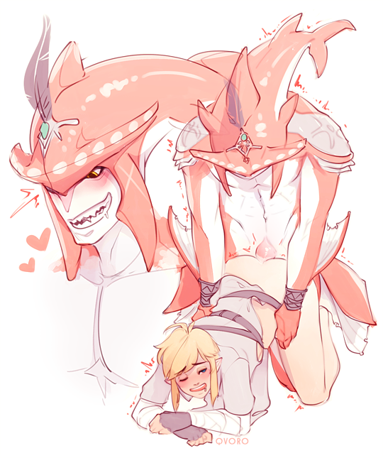 all_fours breath_of_the_wild doggy_style from_behind_position interspecies link link_(breath_of_the_wild) male male_only nintendo qvoro sex sidon_(zelda) size_difference the_legend_of_zelda yaoi zora