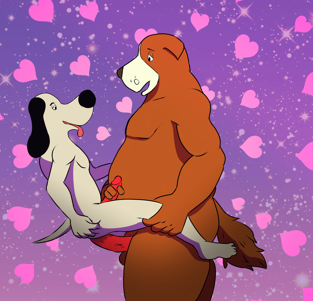 anthro ass athos balls canine dogtanian duo feet furry heart holding_penis humanoid_penis invalid_tag jking1200_(artist) male mammal penis saint_bernard sex size_difference slightly_chubby stand_and_carry_position standing toes tongue tongue_out yaoi