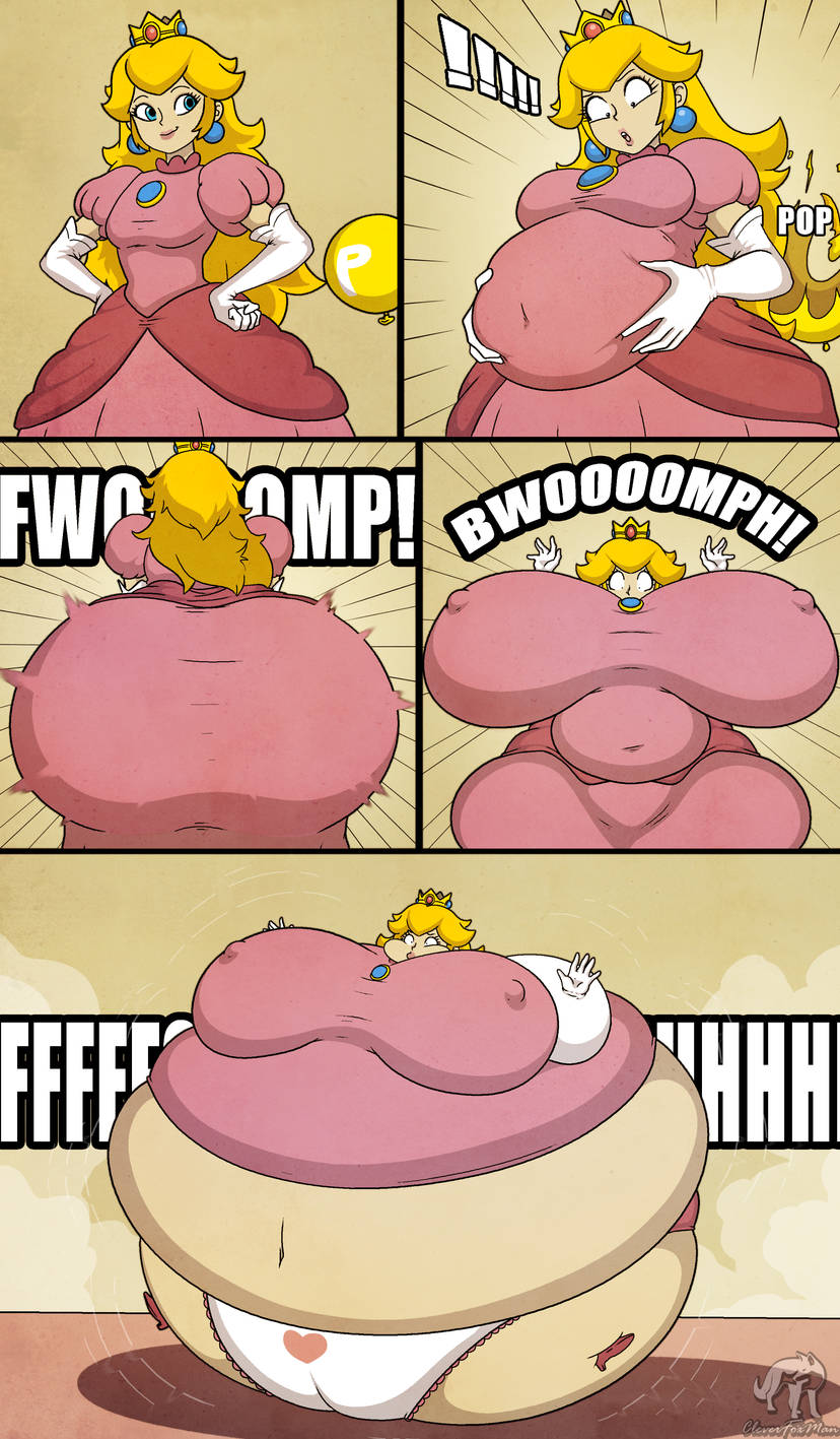 1girls, big breasts, breast expansion, breast growth, breast growth (enlargement), breasts, bwomp, cleverfoxman, crown, dress, female, fwomp, gloves, heart on panties, inflation, mario (series), nintendo, nipple bulge, p-balloon, panties, pink dress, power balloon, princess, princess peach, puffed cheeks, royalty, solo, solo female, solo focus, spherical inflation, sunken limbs, underwear, white gloves, white panties, white underwear