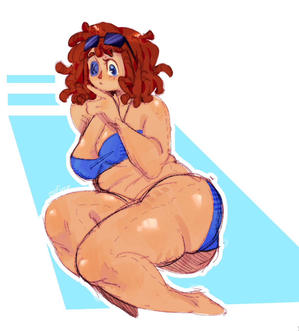 breasts, female, large ass, large breasts, ragatha (beach outfit), ragatha (the amazing digital circus), solo, the amazing digital circus, thick thighs, zefmq