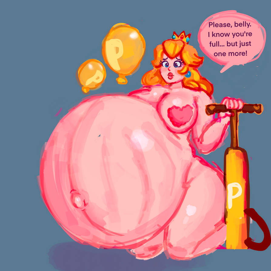 1girls, belly, big belly, breasts, close to bursting, crown, ear piercing, enormous belly, fat, fat belly, fat female, female, female only, gigantic belly, heart areola, huge belly, human, human only, inflation, large belly, light skin, light-skinned female, mammal, mario (series), massive belly, mature, mature female, nintendo, nude, nude female, obese, obese female, overweight, overweight female, p-balloon, princess, princess peach, ready to pop, royalty, solo, solo female, solo focus, spherical inflation, text, text bubble