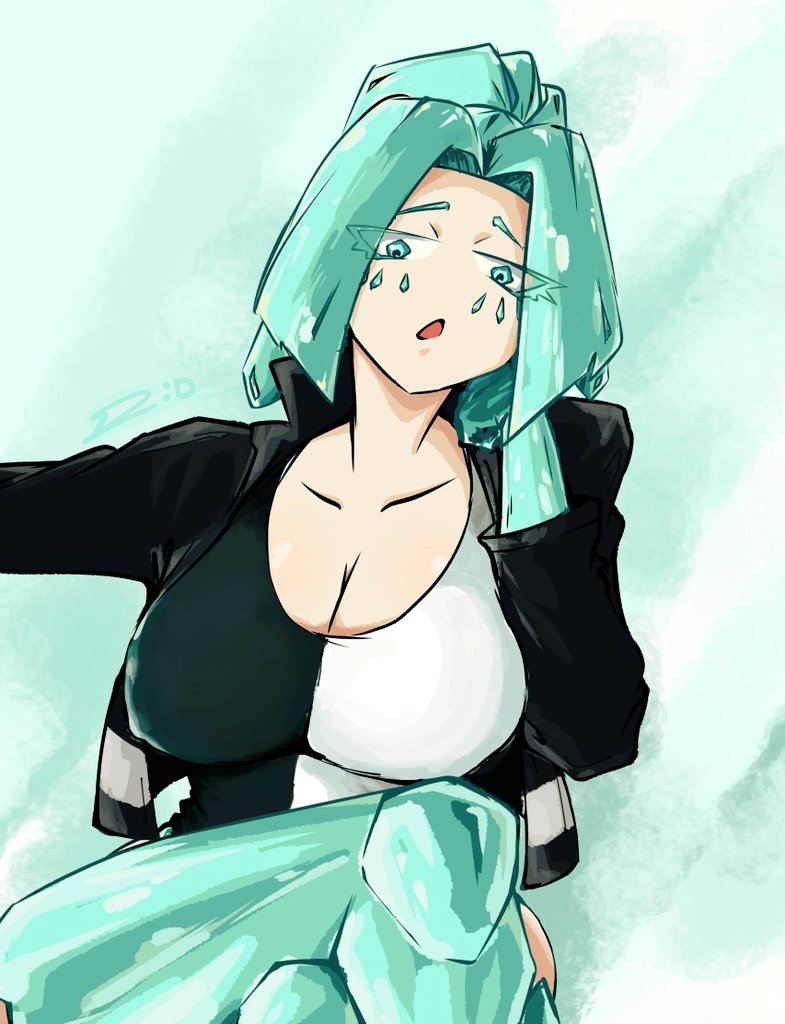 big_ass big_breasts big_butt big_thighs big_titties clothing curvaceous curvaceous_female curvaceous_figure curvy curvy_figure curvy_hips cyan_hair female female_focus female_only looking_at_viewer original original_character rukiarts77 short_hair