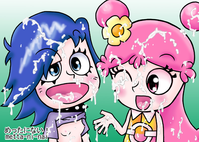 ami_onuki blue_hair cartoon_network gradient_background green_background hi_hi_puffy_amiyumi metta-ni-nai metta_ni_nai white_background yumi_yoshimura