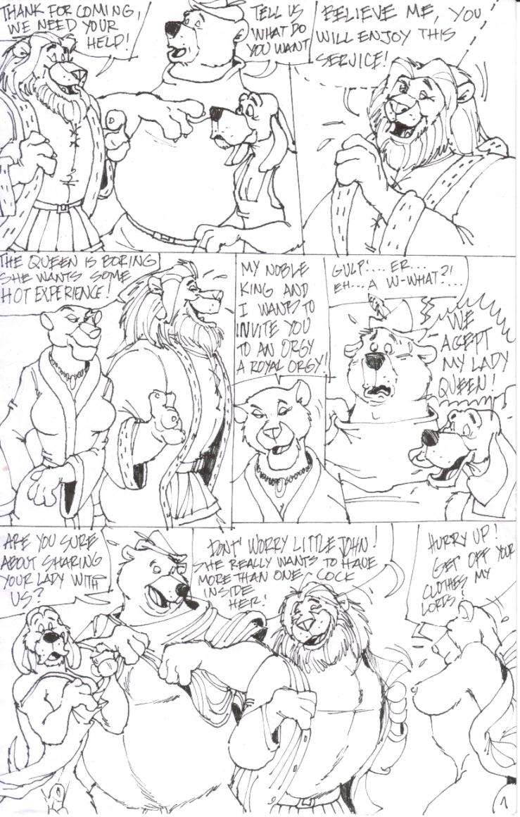 00s 1girls 2006 3boys anthro bathrobe bear before_sex black_and_white comic cuckold dialogue disney dog female furry furry_only gangbang group group_sex invitation king king_richard lineart lion little_john medieval monochrome nipples page_1 penis queen robin_hood_(disney) royalty sharing speech_bubble story straight straight_sex testicles wolfwood