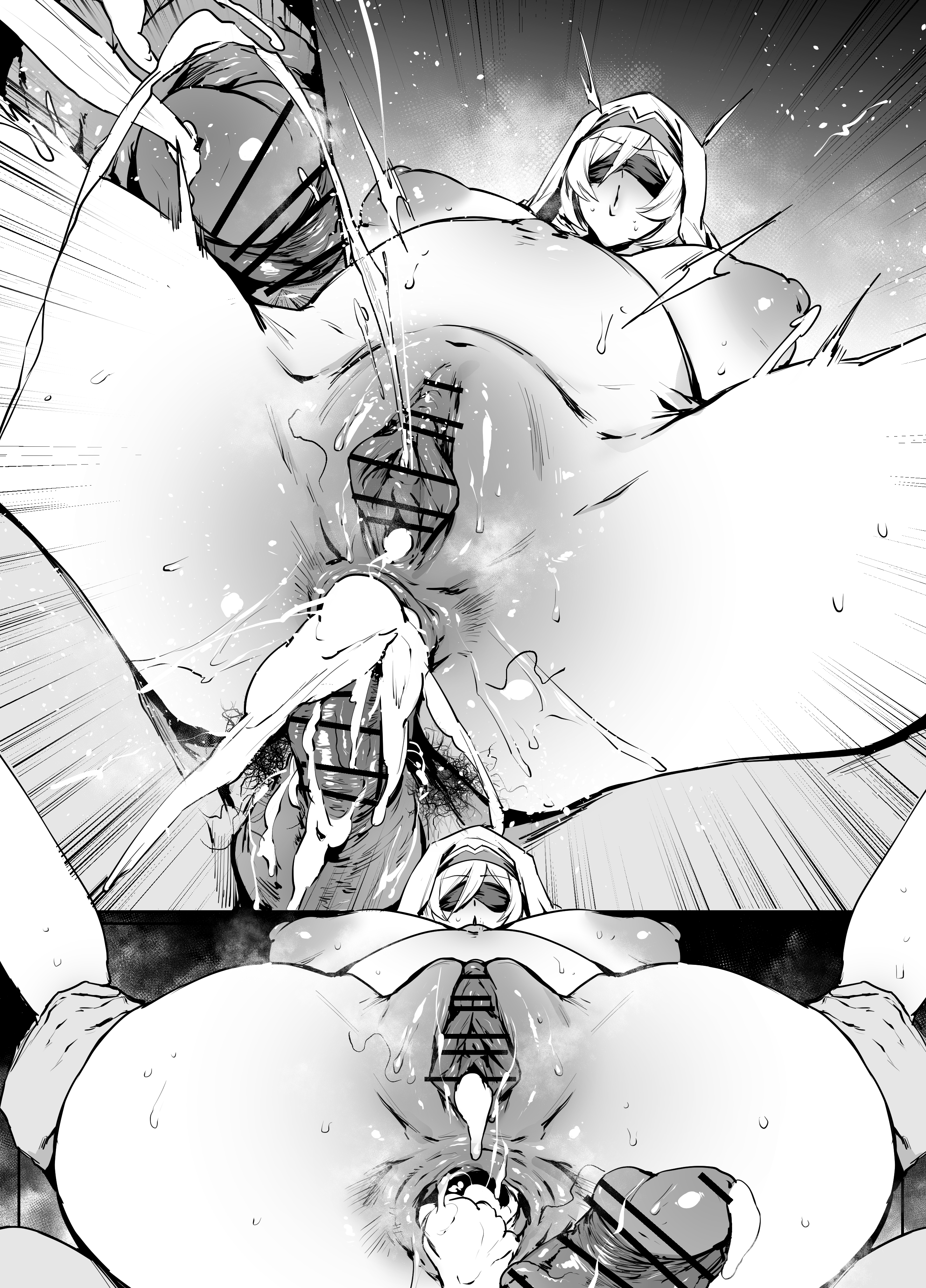 1boy, 1girls, after sex, after vaginal, anal, anal insertion, anal sex, areolae, ass, bar censor, big ass, big breasts, big butt, big nipples, big penis, big thighs, black blindfold, blind, blindfold, blonde hair, breasts, censor bar, censored, cum, cum in pussy, cum overflow, cumshot, deep penetration, dress, faceless male, female, goblin slayer, goblin slayer!, huge ass, huge belly, huge breasts, huge butt, huge cock, large ass, large breasts, large penis, long hair, lying, male, masculine male, massive breasts, mating, monochrome, nipples, nude, nun, penetration, penis, puffy nipples, pussy, sagging breasts, sex, sword maiden, sword maiden (goblin slayer), tagme, thighhighs, thighs, thirty 8ght, vagina, vaginal penetration, vaginal sex