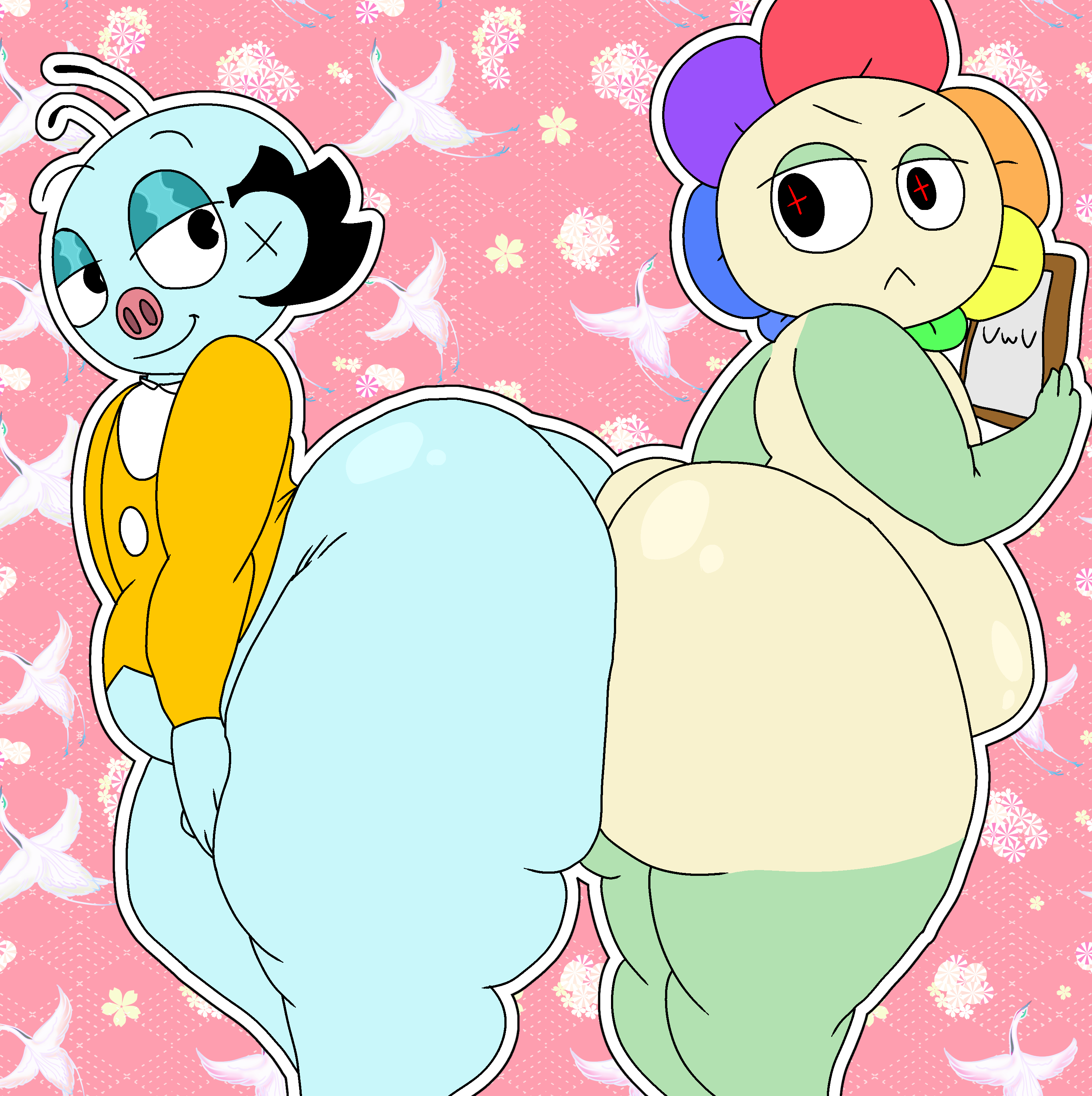 2boys, angry, ass, ass shine, ass-to-ass, big ass, crossover, dandy (dandy's world), dandy's world, doctor who, flirty, flower, huge ass, male, mr ring-a-ding, svenniehoek, tagme, toony, weird crossover