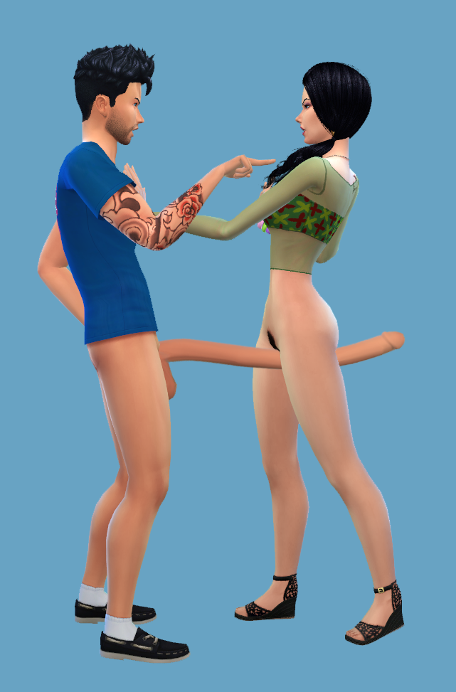 1boy 1girls 2017 3d angry balls beard black_hair bottomless couple curvy devious_desires deviousdesires duo female fight full_body green_top human hyper hyper_penis long_penis male matrixsims original_characters penis penis_between_legs pubic_hair pushing sandals shoes simple_background standing straight t-shirt tattoo the_sims the_sims_4 thigh_sex