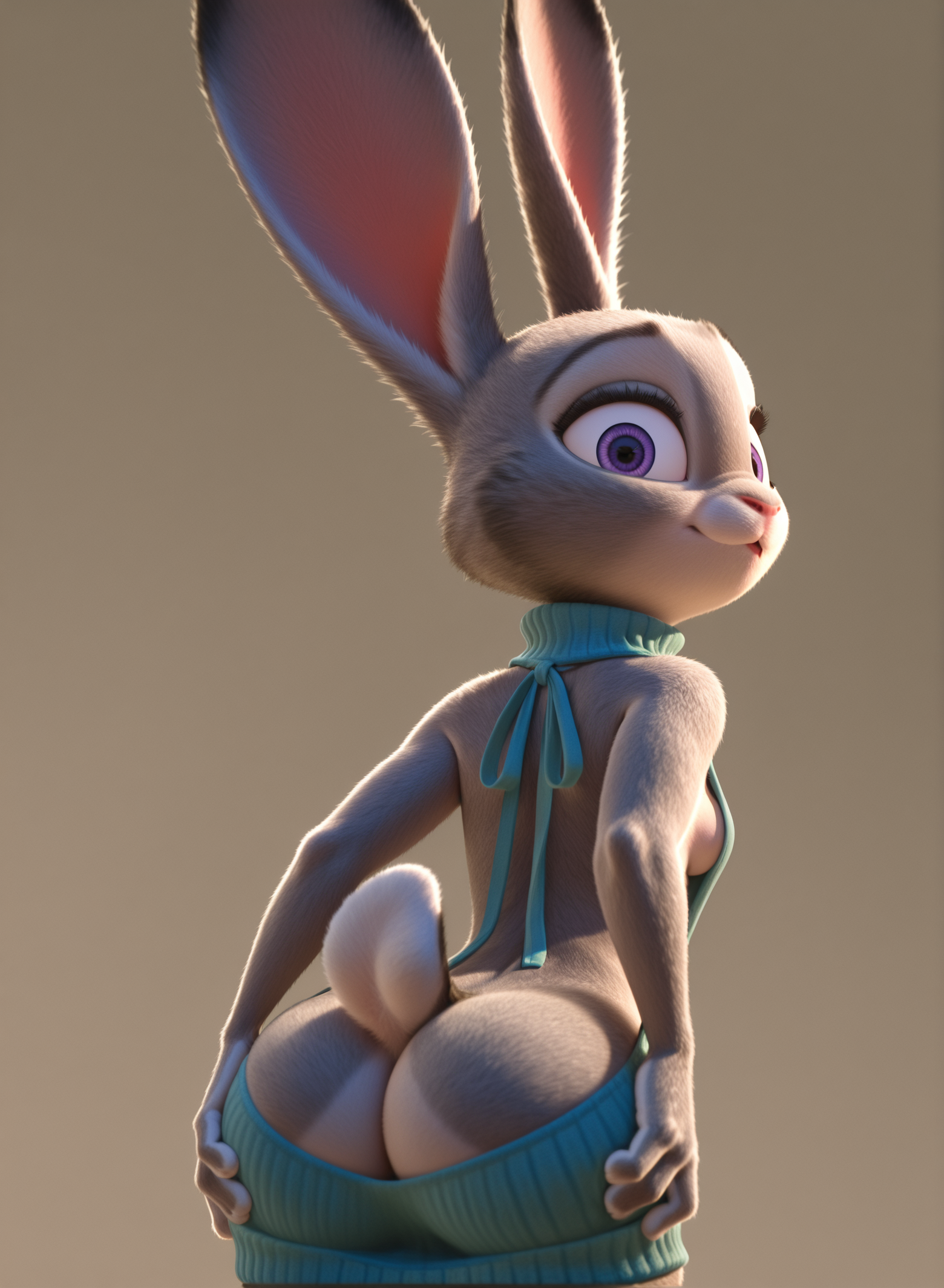 1girls, ai generated, ass, disney, female, female only, furry, judy hopps, price last, solo, zootopia