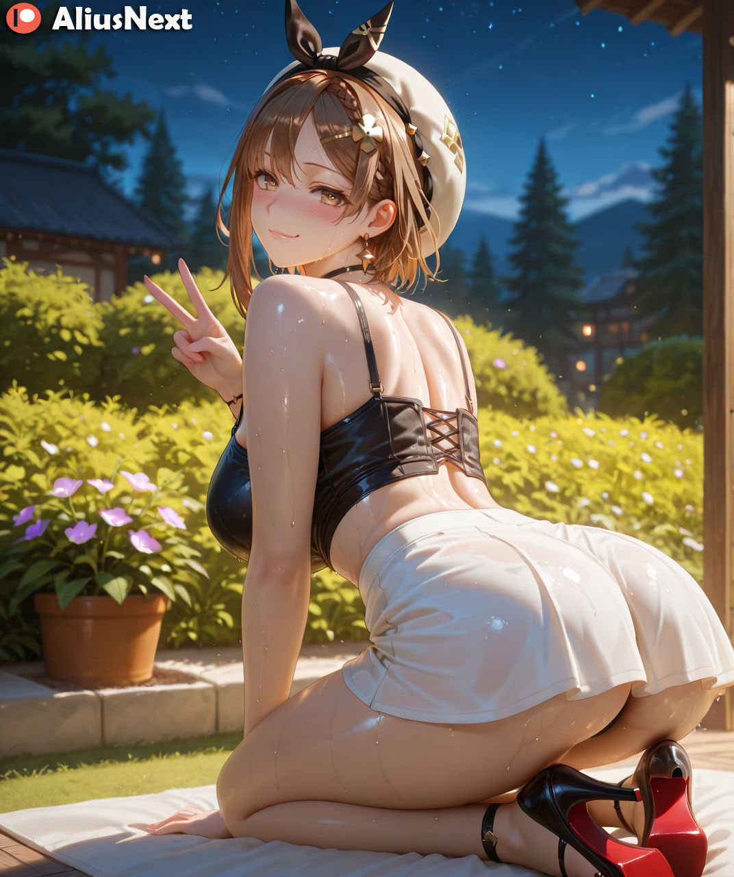 1girls, ai generated, aliusnext, ass, atelier (series), atelier ryza, big ass, big breasts, breasts, brown hair, female, female only, hi res, high quality, high resolution, highres, huge ass, huge breasts, light skin, light-skinned female, lingerie, mature, mature female, patreon, reisalin stout, sweat, sweatdrop, sweating, sweaty, sweaty body, sweaty breasts, thick, thick ass, thick hips, thick legs, thick lips, thick thighs, voluptuous, voluptuous body, voluptuous female