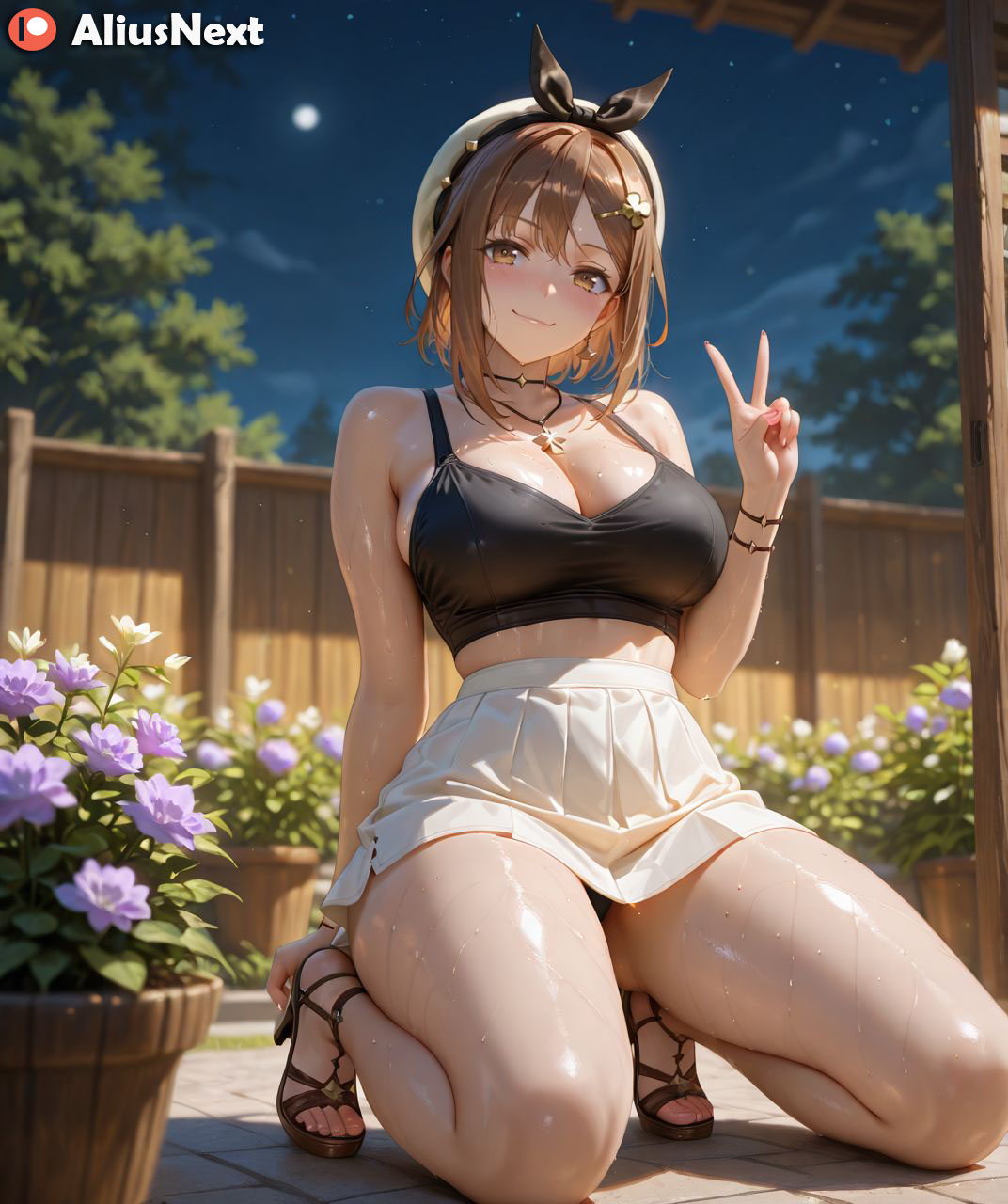 1girls, ai generated, aliusnext, ass, atelier (series), atelier ryza, big ass, big breasts, breasts, brown hair, female, female only, hi res, high quality, high resolution, highres, huge ass, huge breasts, light skin, light-skinned female, lingerie, mature, mature female, patreon, reisalin stout, sweat, sweatdrop, sweating, sweaty, sweaty body, sweaty breasts, thick, thick ass, thick hips, thick legs, thick lips, thick thighs, voluptuous, voluptuous body, voluptuous female