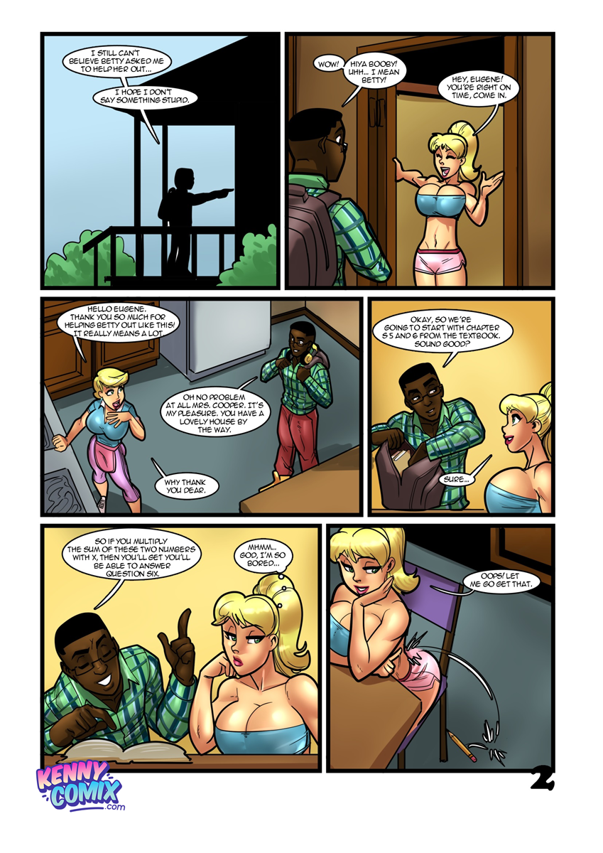 1boy 2017 2girls alice_cooper archie_comics betty_and_alice_in:_study_session betty_cooper big_penis blonde_hair bulge cleavage dark-skinned_male dark_skin english_text eugene_jefferson green_eyes kennycomix kennycomix's_riverdale_stories large_breasts male mother_and_daughter page_2 pencil ponytail rabies-t-lagomorph short_hair text tube_top