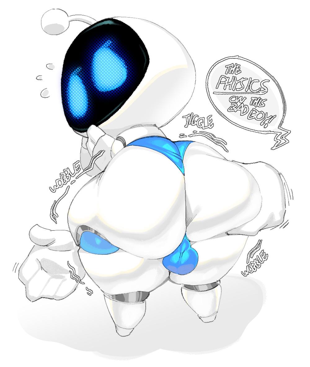 ambiguous_gender antennae_(anatomy) ass astro_(astro_bot) astro_bot astro_bot_(series) balls_outline bent_over big_butt big_eyes blue_clothing blue_eyes blue_underwear bodily_fluids bottom_heavy bulge butt_grab clothed clothing detailed_bulge dialogue digital_media_(artwork) disembodied_hand duo english_text flying_sweatdrops genital_outline goatboydraws hand_on_butt huge_butt humanoid jiggling_ass looking_back machine male male/ambiguous male_focus motion_lines motion_onomatopoeia mouthless not_furry onomatopoeia presenting presenting_hindquarters presenting_partner rear_view robot robot_humanoid screen screen_face simple_background solo_focus sony_corporation sony_interactive_entertainment sound_effects standing sweat sweatdrop teapot_(body_type) text thick_thighs underwear underwear_only unimpressed white_background white_body white_hands wide_hips