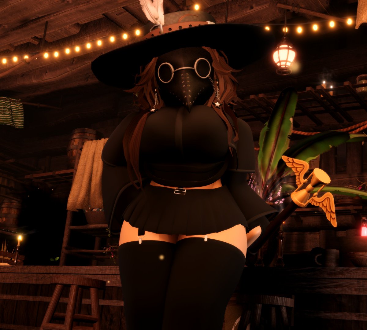 1girls 3d big_breasts breasts brown_hair clothing female female_focus glasses gloves halloween long_hair looking_at_viewer niki_okarin plague_doctor plague_doctor_mask roblox roblox_avatar robloxian skirt standing stockings thick_thighs thighhighs thighs