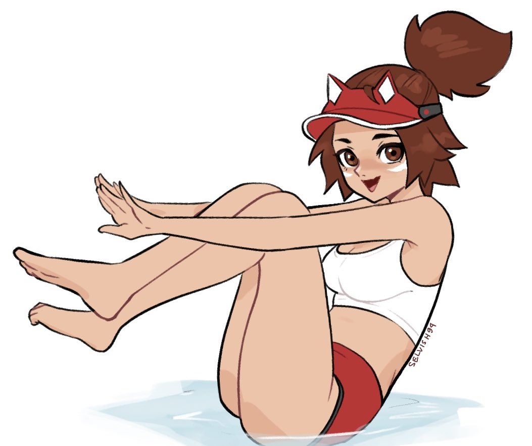 beach bikini blizzard_entertainment brown_eyes brown_hair kiriko_(overwatch) kiriko_kamori lifeguard lifeguard_kiriko looking_at_viewer overwatch overwatch_2 selvish94 smiling_at_viewer underwear water