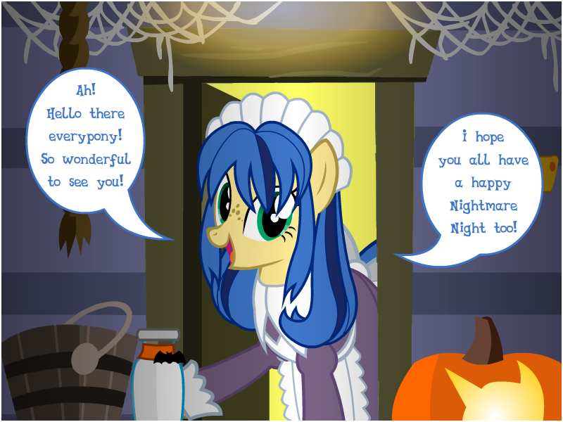 clothing dead_source english_text female flashequestria halloween jack-o'-lantern maid mare milk milky_way_(mlp) my_little_pony nightmare_night oc oc_only official_style pony pumpkin rule_85 solo text tumblr