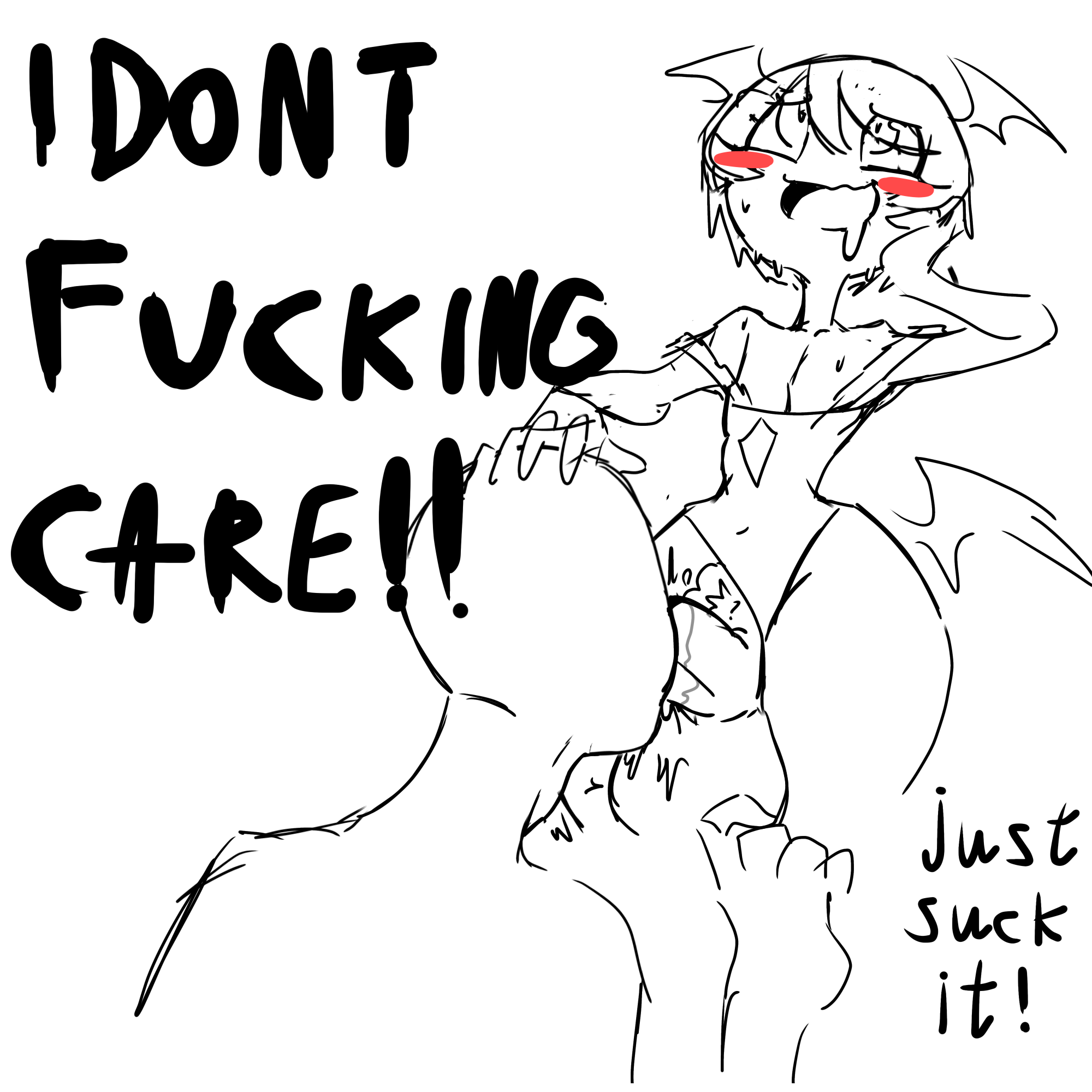 1boy, 1futa, anonymous male, balls, big balls, big penis, bottom heavy, bottomless, breasts, clothed, clothing, darkstalkers, erection, fellatio, flat chest, futa focus, futa on male, futanari, gay denial, huge cock, humanoid, humanoid penis, intersex, kinky rat, lilith aensland, male, male sucking futa, partially clothed, penis, self upload, small breasts, standing, thick thighs, true flat chest, wide hips