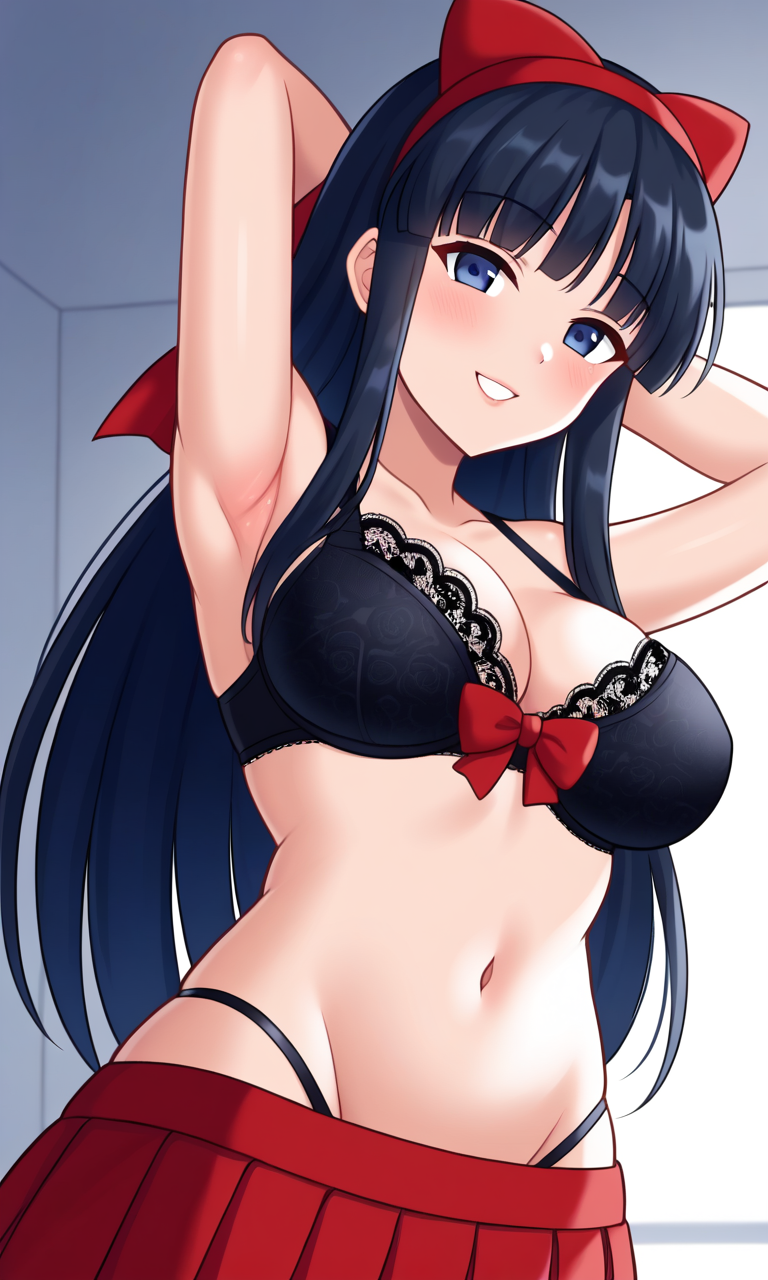 1girls ai_generated armpits arms_behind_head big_breasts blue_eyes blue_hair bra breasts busty confident female female_only hair_ribbon hi_res king_of_fighters large_breasts legs long_hair looking_at_viewer midriff nakoruru navel panties parted_lips pose posing samurai_shodown school_uniform seductive seductive_look seductive_smile sensual sexy_armpits skirt smile snk solo thighs thong whale_tail