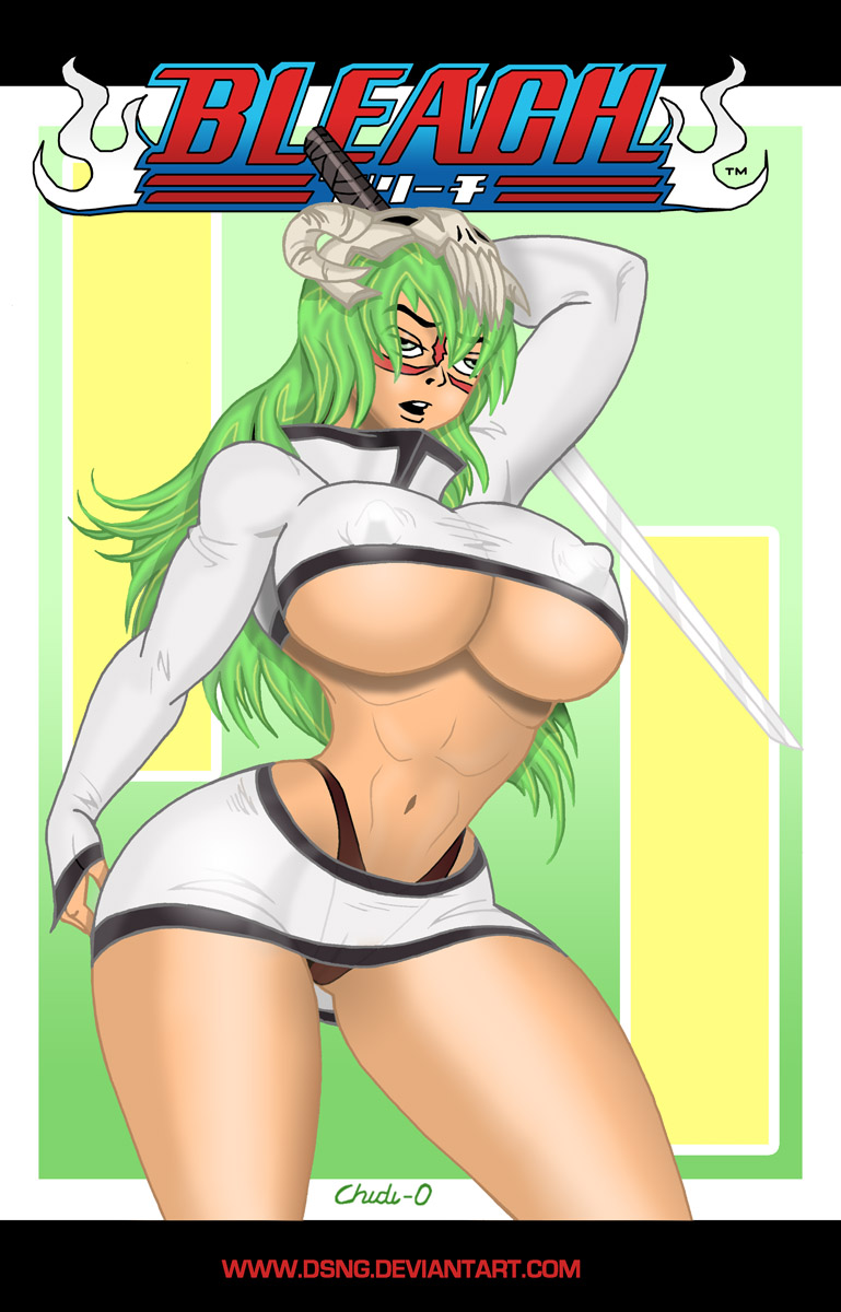 bimbo bleach dsng female green_eyes large_breasts long_hair nelliel_tu_odelschwanck revealing_clothes sfa thick_thighs thong thunderthighs wide_hips