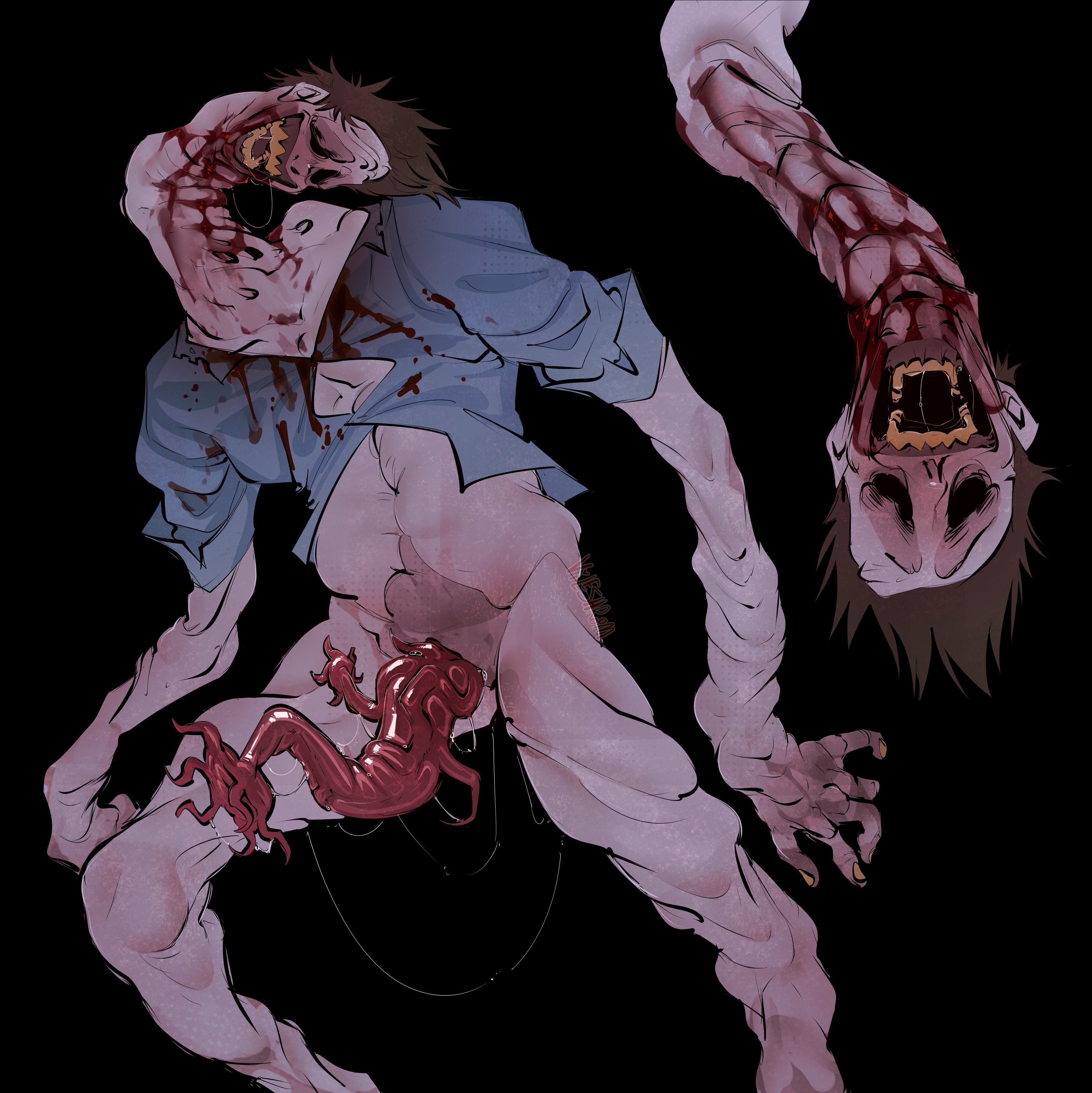 1boy, big penis, bileshroom, dead by daylight, horror, huge cock, long penis, male, monster, monster boy, monster cock, monsterfucker, nightmare fuel, nightmare husbando, penis, penis out, pinup, solo male, teratophilia, the unknown (dead by daylight), unusual anatomy, unusual genitalia, unusual penis, veiny penis