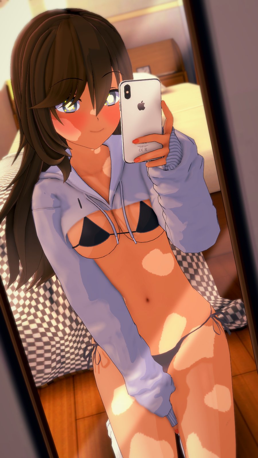 1girls, bikini, brown eyes, female, grey eyes, jestar, tagme, tortieza, vitiligo