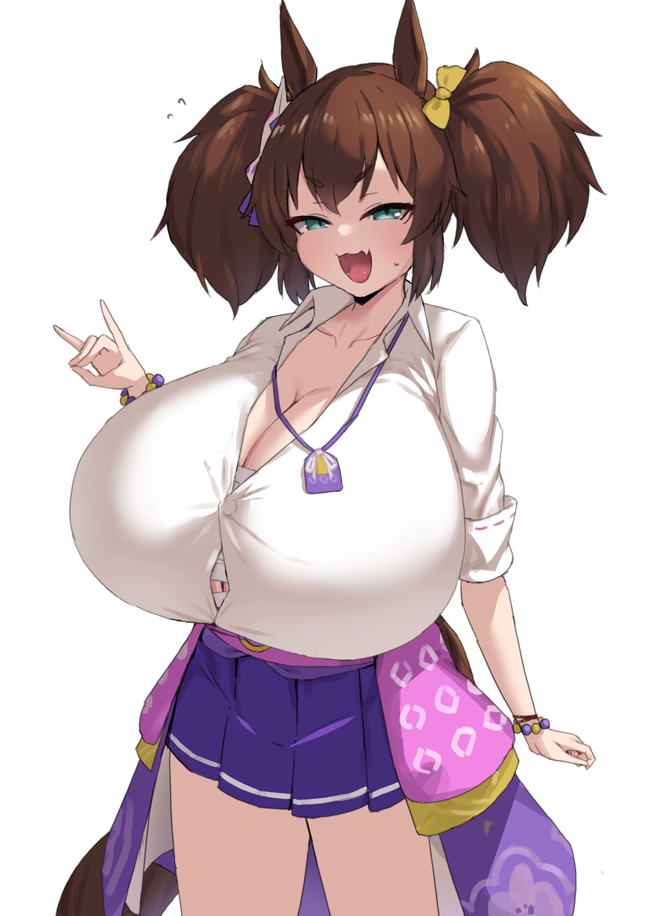 1girls, breasts, cleavage, female, female only, gigantic breasts, huge breasts, inari one (umamusume), massive breasts, noe (ppppriver), revealing clothes, standing, umamusume
