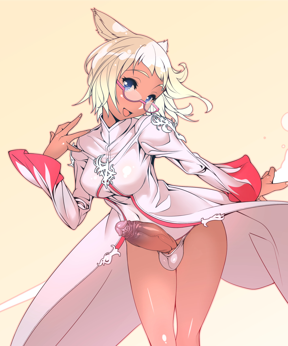 1futa, balls, balls in panties, breasts, bulge, erection, erection under clothes, erection under skirt, final fantasy, futa only, futanari, intersex, large breasts, large penis, miqo'te, panties, panty bulge, penis, penis under clothes, penis under skirt, skirt, skirt lift, solo, tagme, tomoyuki kotani, uncensored