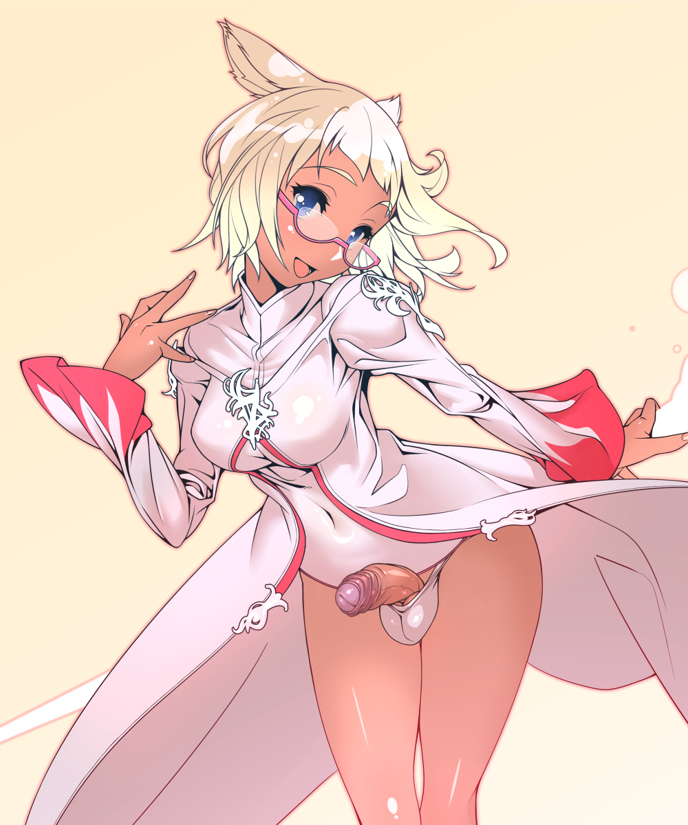 1futa, balls, balls in panties, breasts, curvy, erection, erection under clothes, erection under skirt, final fantasy, futa only, futanari, half-erect, intersex, large balls, large breasts, large penis, miqo'te, panties, panty bulge, penis, penis out, penis under clothes, penis under skirt, skirt, skirt lift, solo, tagme, tomoyuki kotani, uncensored