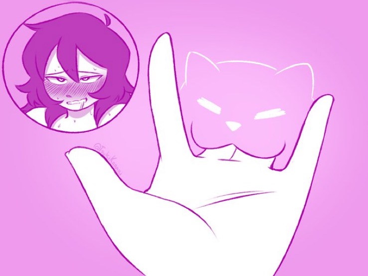 1girl, 1girls, blush, blushing, cat bite (meme), female, female only, fingering, fingers, katari tsuki, masturbation, pink background, pink light, pink lighting, pleasure face, pleasured, pussy, pussy lips
