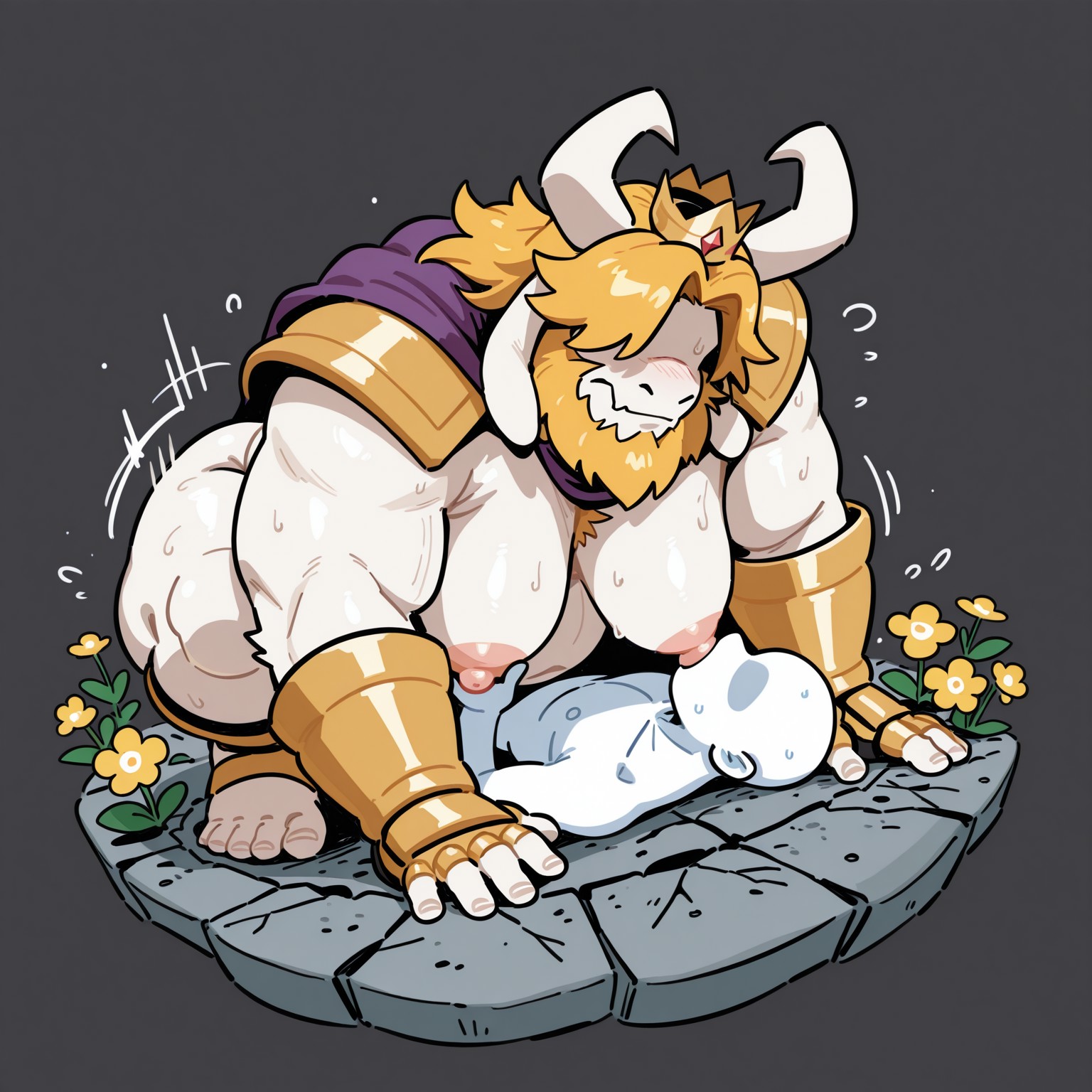 anthro, asgore dreemurr, bara, chubby, chubby male, furry, gay, gay sex, male, male only, monster, moobs, size difference, snout, undertale, undertale (series)