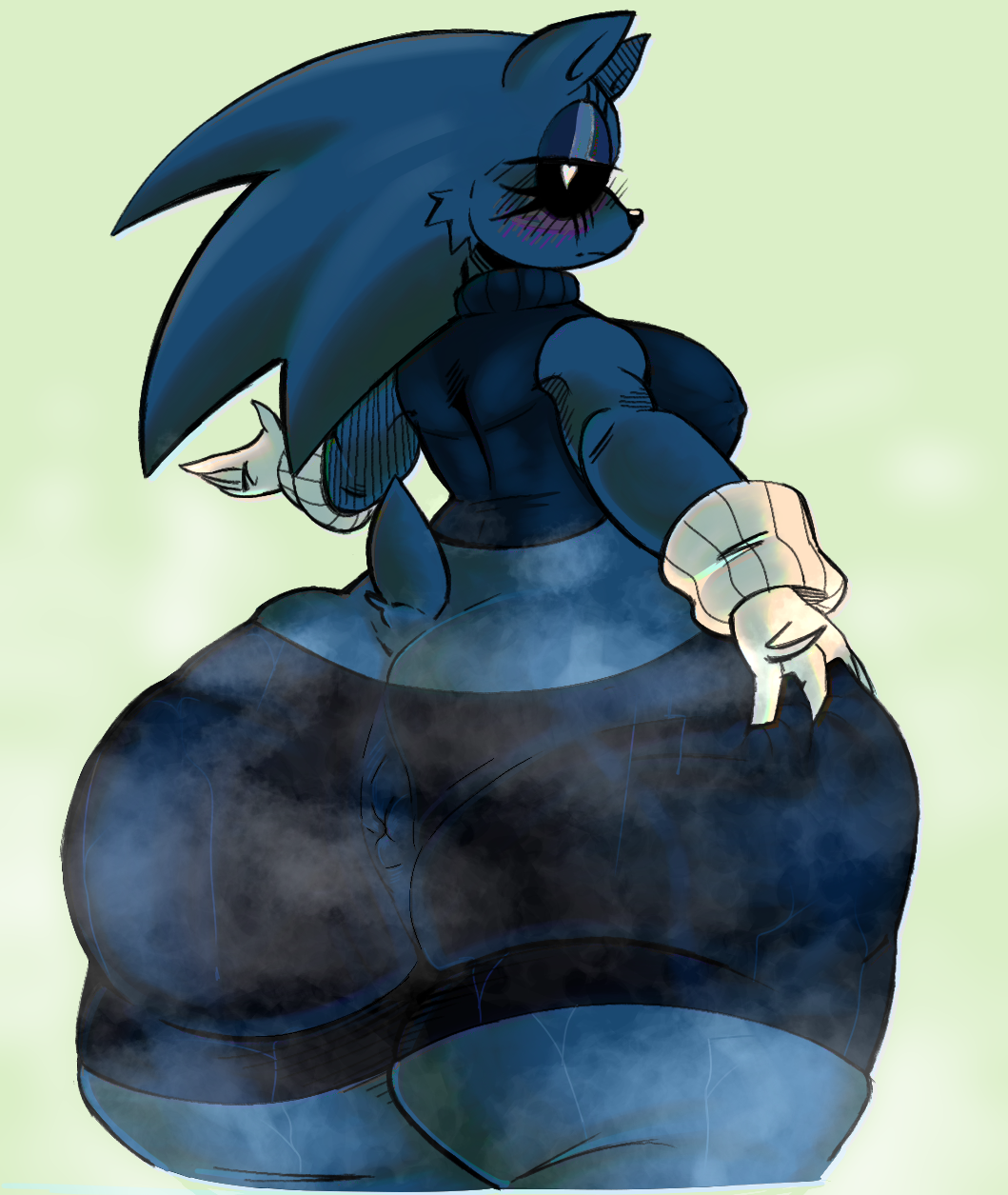 1female anus_outline big_ass big_breasts big_thighs blue_fur clothed fanon female grabbing_ass heart-shaped_pupils hedgehog looking_at_viewer lopboop600 mobian_(species) musk_clouds musky_butt nipple_outline sonic.exe sonic.exe_(series) sonic_(series) sonic_the_hedgehog spread_butt sweaty_butt sweaty_thighs