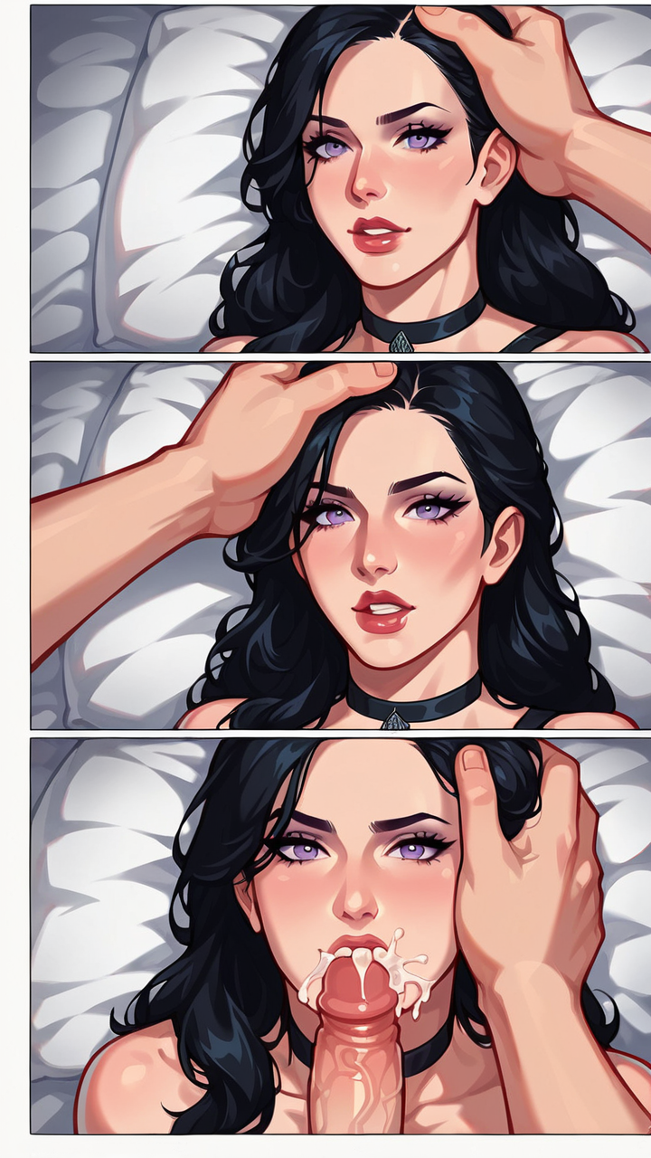 ai_assisted ai_generated blowjob cum cum_in_mouth facial the_witcher_(series) the_witcher_3:_wild_hunt yennefer yennefer_of_vengerberg