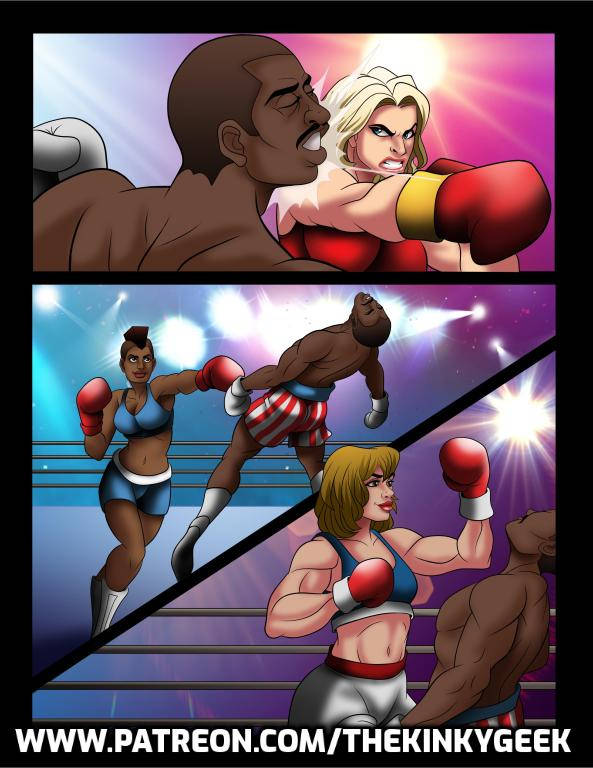 beatdown beaten boxing boxing_gloves creed dark-skinned_female dark-skinned_male dark_skin female female_domination femdom human human_female human_male indoors interracial light-skinned_female light_skin male male/female mixedfighting raceplay rocky wrestling