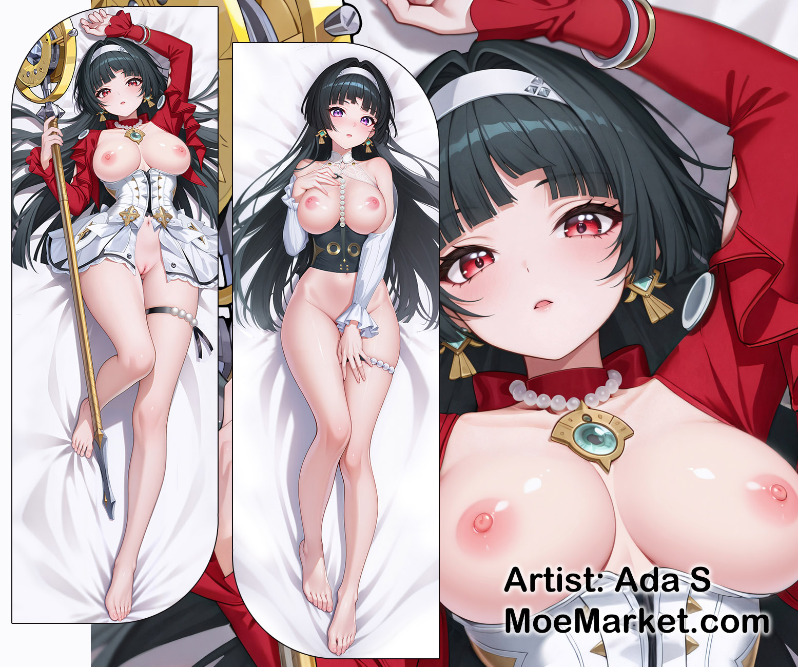 astra yao, breasts, dakimakura, female, long hair, pussy, solo, zenless zone zero
