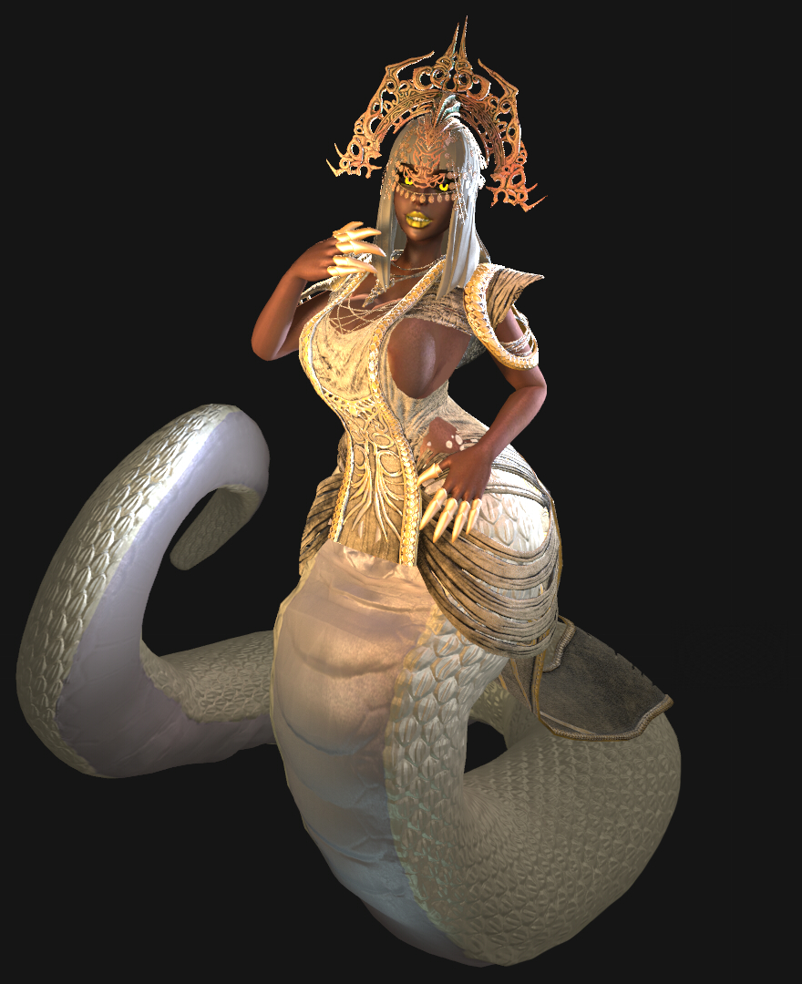 3d_(artwork) big_breasts canastus cassiopeia_du_couteau crown curvy dark_skinned_female dress female glowing_eyes lamia league_of_legends long_tail monster_girl pinup priestess render reptile scaly sfm snake_girl source_filmmaker tagme wide_hips