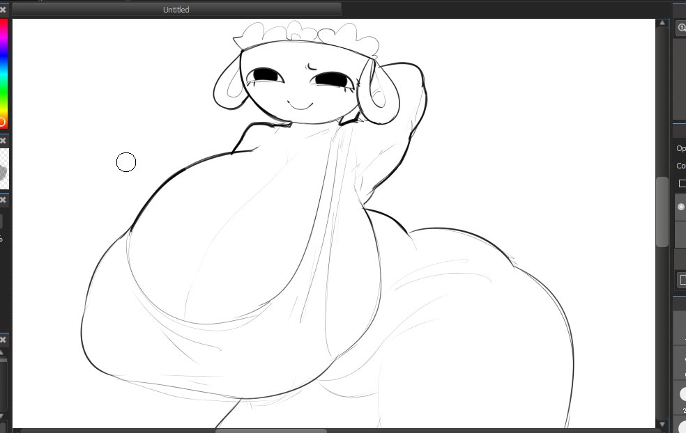 bassie (dandy's world), child bearing hips, dandy's world, fat ass, huge ass, huge breasts, ptogai122000, requested, sketch, thick thighs, wide hips