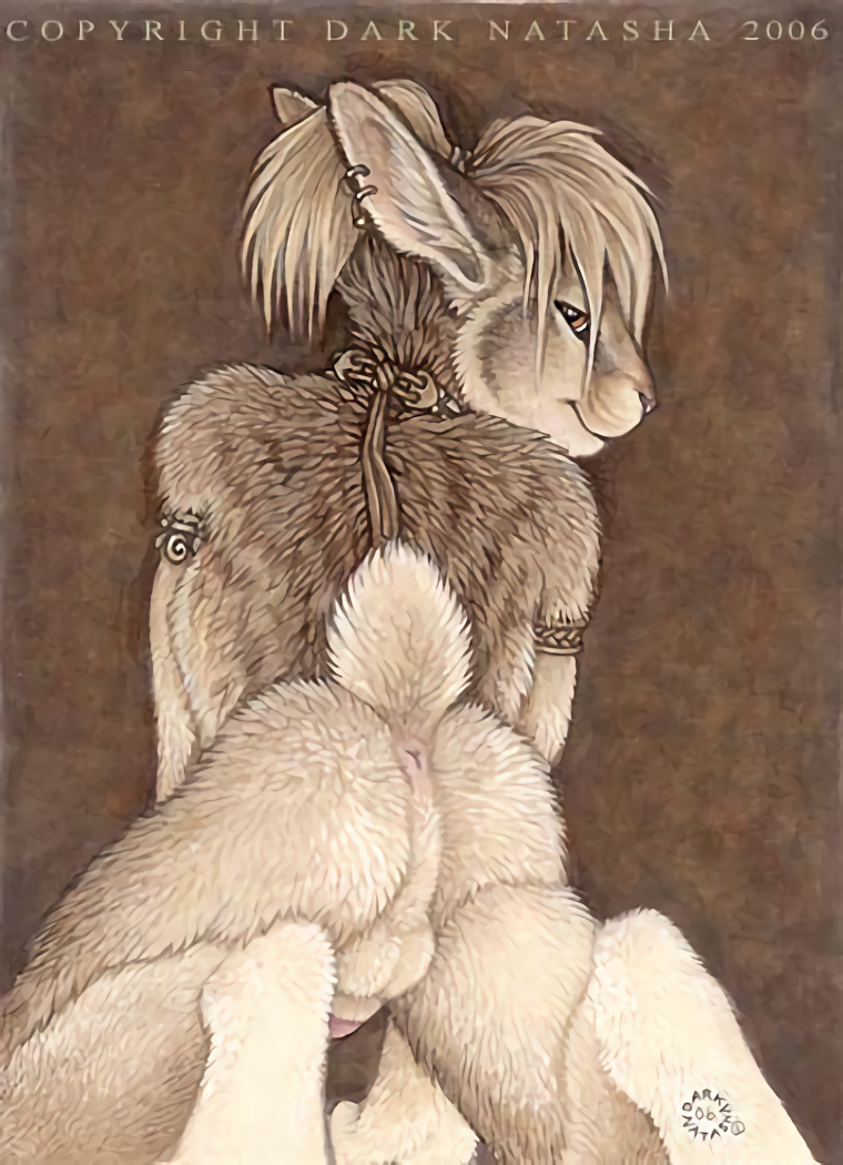 anthro anus armlet ass balls dark_natasha hair kneeling lagomorph looking_at_viewer looking_back male male_only mammal nude penis presenting presenting_hindquarters rabbit raised_tail rear_view simple_background smile solo solo_male tied_hair