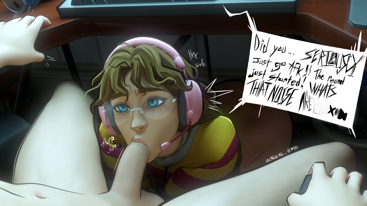 1boy, 1boy1girl, 1girls, 3d, 3d (artwork), 3d model, 3d render, blowjob, blowjob face, blowjob focus, blowjob only, blowjob pov, blowjob under table, blue eyes, brown hair, cute, cute expression, cute eyes, cute face, cute female, cute girl, fellatio, fellatio face, fellatio gesture, fellatio pov, female, fortnite, fortnite: battle royale, headphones, headphones on head, light brown hair, light skin, light-skinned female, looking at another, looking at partner, oral, oral sex, pixelle (fortnite), playing videogame, seductive, seductive body, seductive eyes, seductive female, seductive gaze, seductive look, seductive mouth, seductive pose, undead h34d, under the table, video game, video game character, video games, while playing videogame