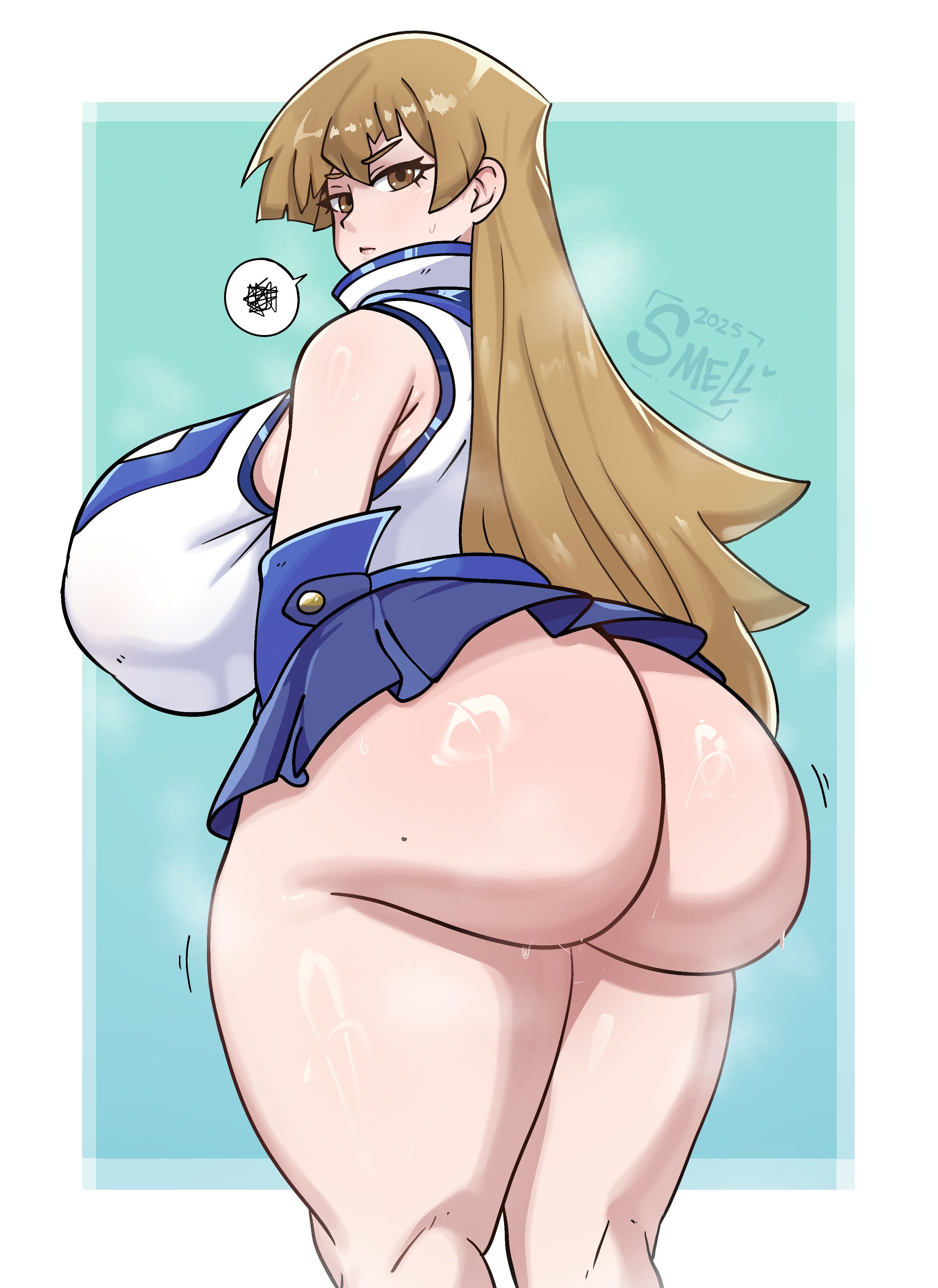 1girls, alexis rhodes, artist logo, artist name, artist signature, ass, butt, looking at viewer, skirt, skirt up, smell cheese, yu-gi-oh!, yu-gi-oh! gx